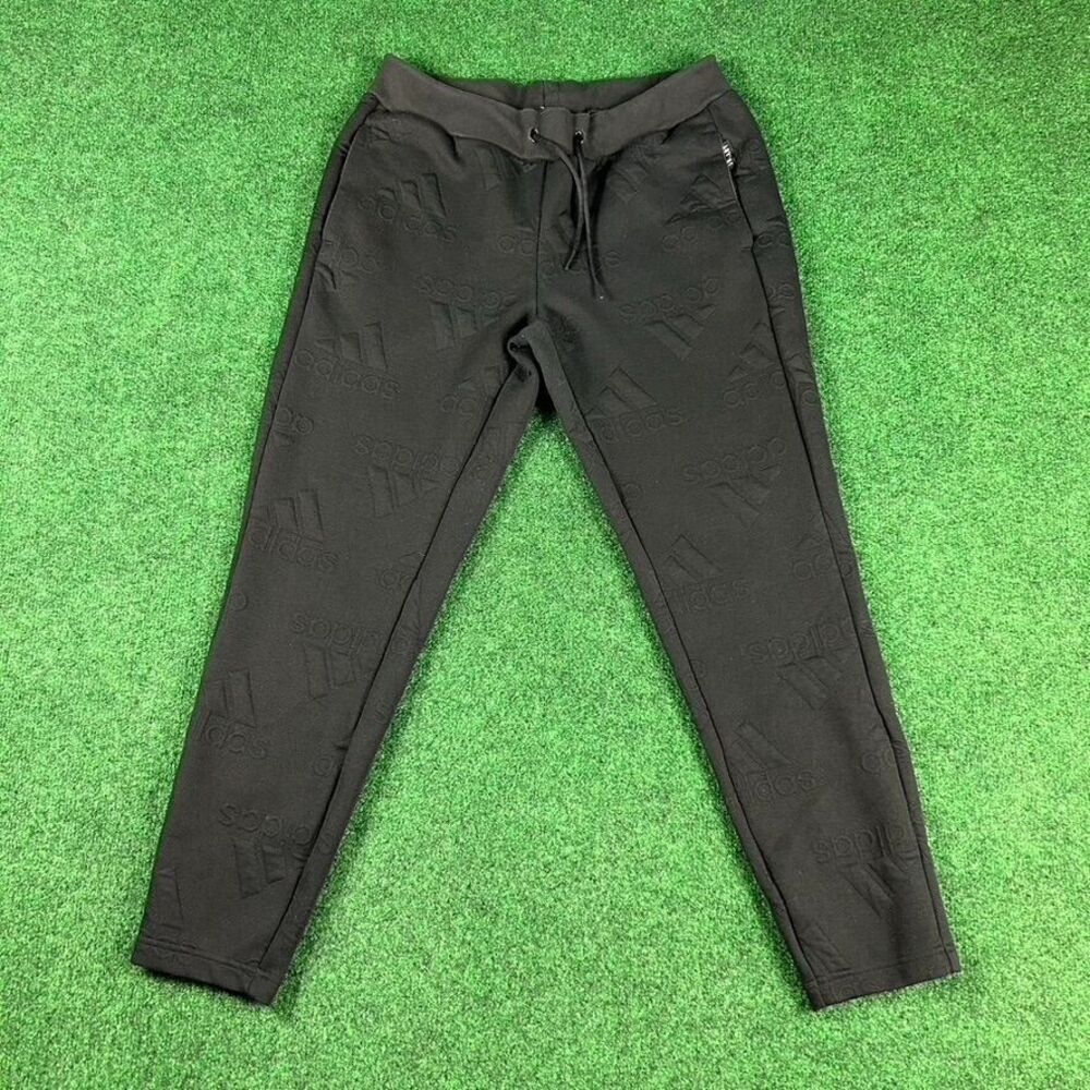 Adidas Aeroready Women Medium Black Jacquard Logo Joggers Sweatpants No Size Tag - Picture 2 of 7